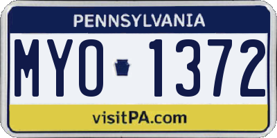 PA license plate MYO1372