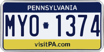 PA license plate MYO1374