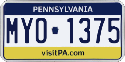 PA license plate MYO1375