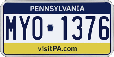 PA license plate MYO1376