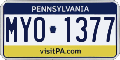 PA license plate MYO1377