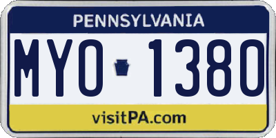 PA license plate MYO1380