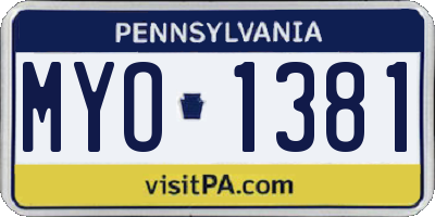 PA license plate MYO1381