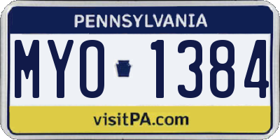 PA license plate MYO1384