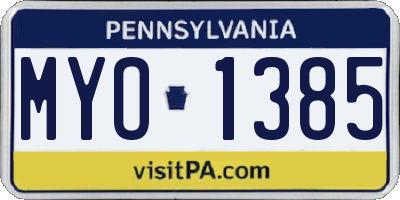 PA license plate MYO1385