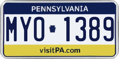 PA license plate MYO1389
