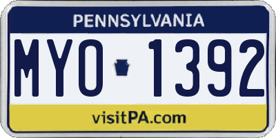 PA license plate MYO1392