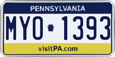 PA license plate MYO1393