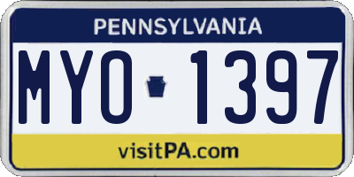 PA license plate MYO1397