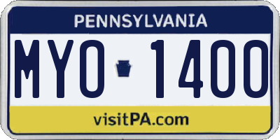 PA license plate MYO1400