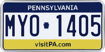 PA license plate MYO1405