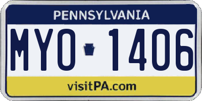 PA license plate MYO1406
