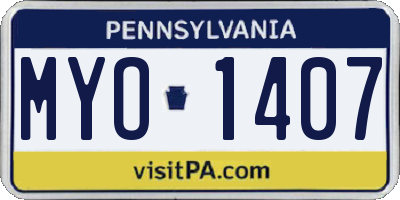PA license plate MYO1407