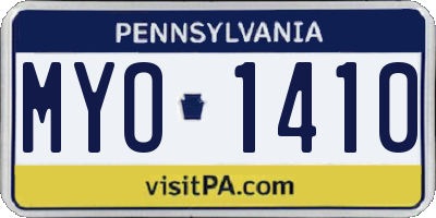 PA license plate MYO1410