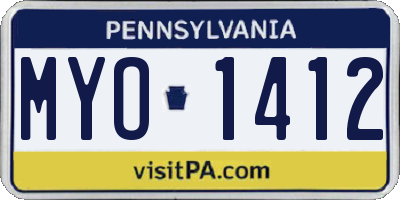PA license plate MYO1412