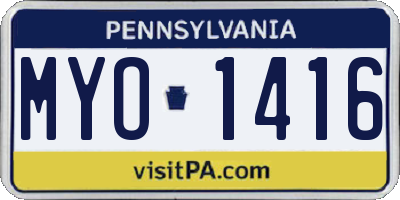 PA license plate MYO1416