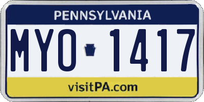 PA license plate MYO1417