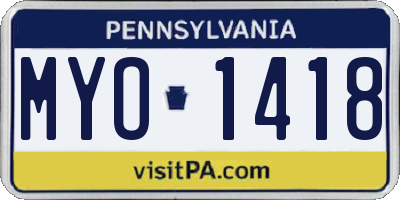 PA license plate MYO1418