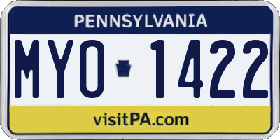 PA license plate MYO1422