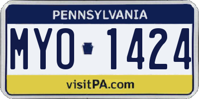 PA license plate MYO1424