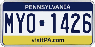 PA license plate MYO1426