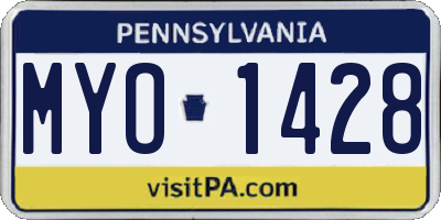 PA license plate MYO1428