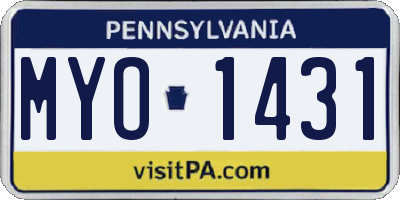 PA license plate MYO1431