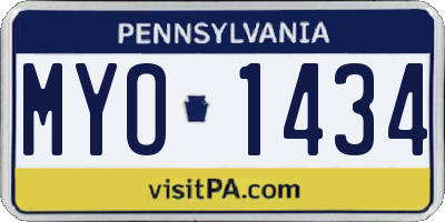 PA license plate MYO1434