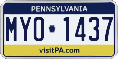 PA license plate MYO1437