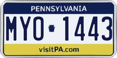 PA license plate MYO1443