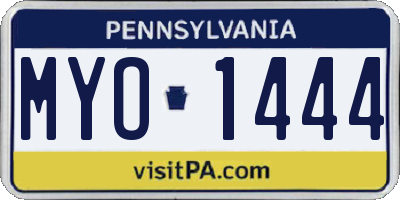 PA license plate MYO1444