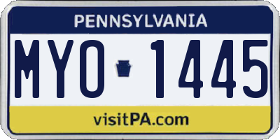 PA license plate MYO1445