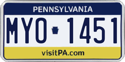 PA license plate MYO1451