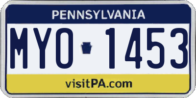 PA license plate MYO1453