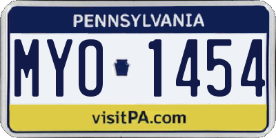 PA license plate MYO1454