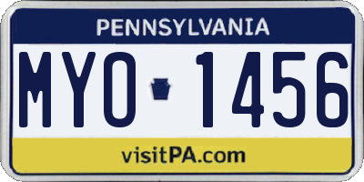 PA license plate MYO1456