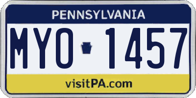 PA license plate MYO1457