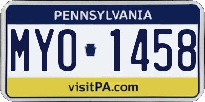 PA license plate MYO1458