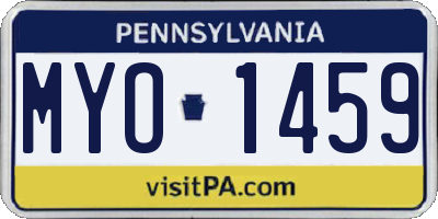 PA license plate MYO1459