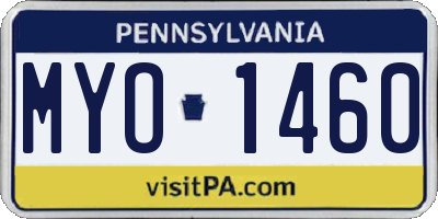 PA license plate MYO1460