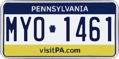 PA license plate MYO1461