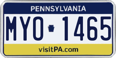 PA license plate MYO1465