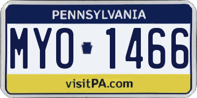 PA license plate MYO1466