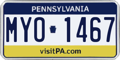 PA license plate MYO1467