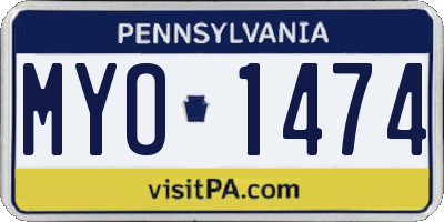 PA license plate MYO1474