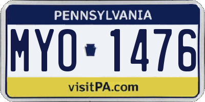 PA license plate MYO1476
