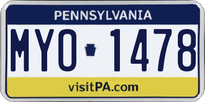 PA license plate MYO1478