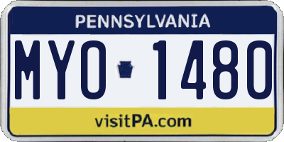 PA license plate MYO1480