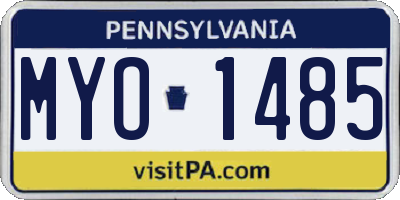 PA license plate MYO1485