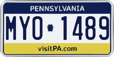 PA license plate MYO1489